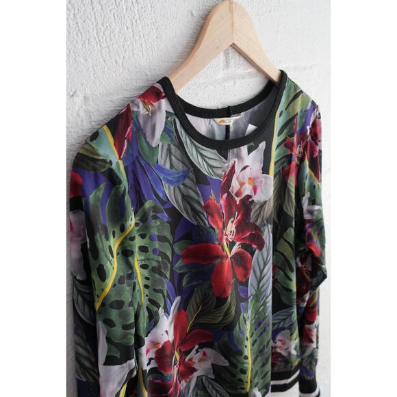 C&C California Black Multi-Color Floral Print Pullover Sweatshirt Size Medium - Picture 7 of 7